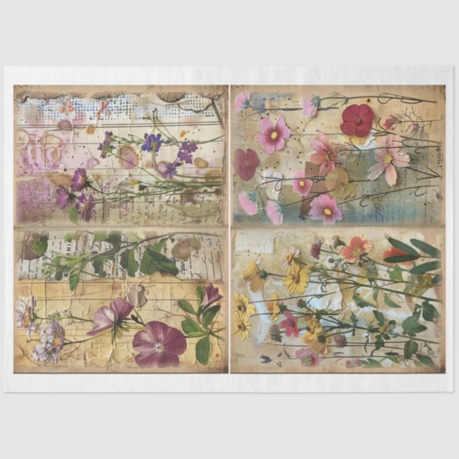 Mixed Media Style Scrapbook Floral Background E Tissue Paper (Front)