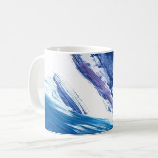 Mixed media watercolor blue abstract artistic coffee mug