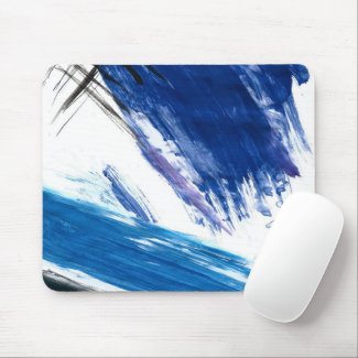 Mixed media watercolor blue abstract artistic mouse pad