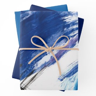 Mixed media watercolor blue abstract artistic wrapping paper sheets