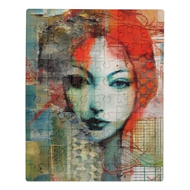 Mixed Media Woman Collage Jigsaw Puzzle (Puzzle Vertical)