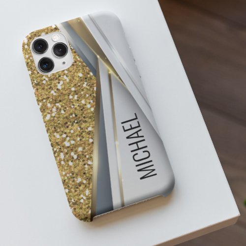 Mixed Metal 3_D Glitter Gold Monogram   Case_Mate  iPhone 13 Case