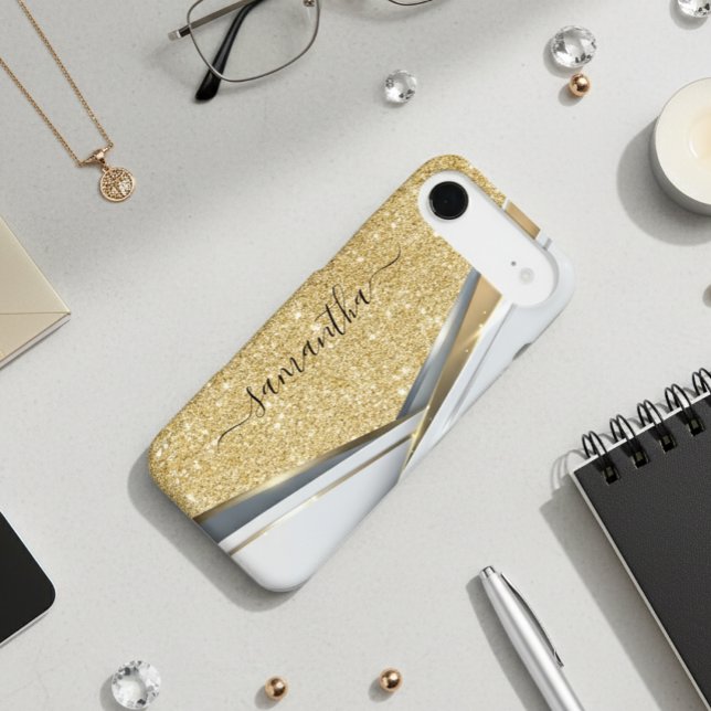 Mixed Metal 3-D Glitter Gold Monogram   Case-Mate iPhone Case (Creator Uploaded)
