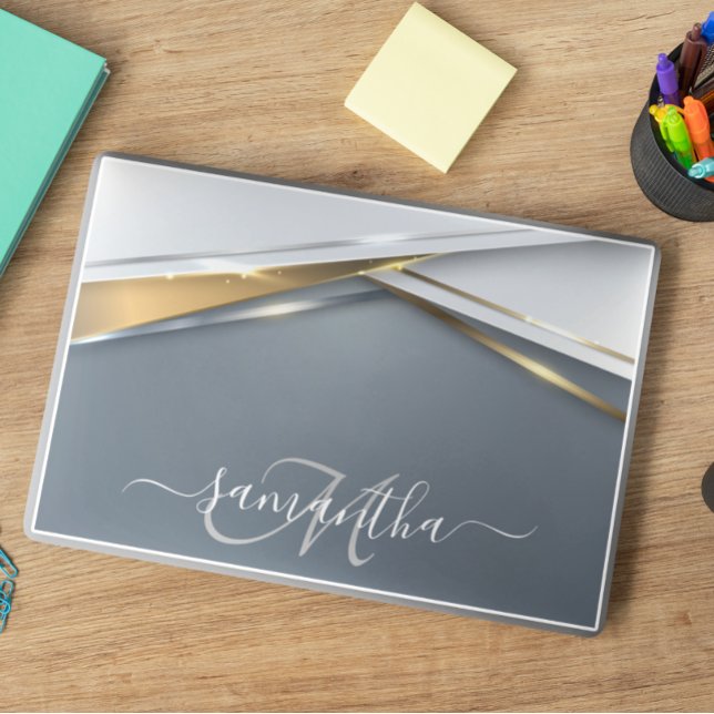 Mixed Metal 3-D look Calligraphy Gold Monogram   HP Laptop Skin (Creator Uploaded)