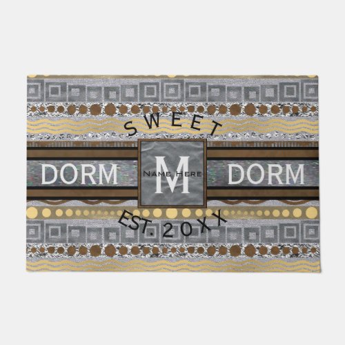 Mixed Metals Monogram Dorm Sweet Dorm College Doormat