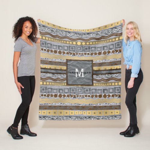 Mixed Metals Monogram Urban Industrial Upscale Fleece Blanket