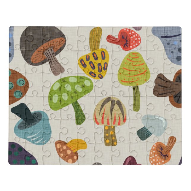 Mixed Mushrooms Whimsical Art Jigsaw Puzzle (Puzzle Horizontal)