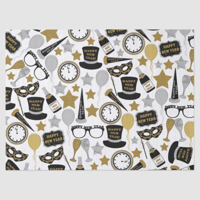 Mixed New Years Eve pattern party tissue Tissue Paper (Front)