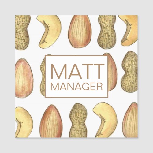Mixed Nuts Watercolor Cashew Peanut Almond Name Tag