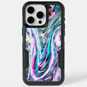 Mixed of gradient and drizzle, cyan and pink iPhone 15 pro max case
