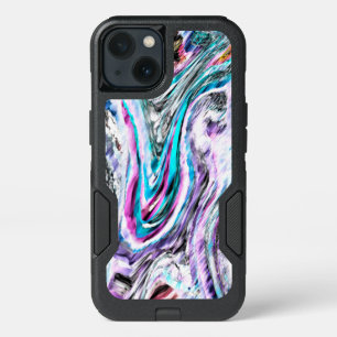 Mixed of gradient and drizzle, cyan and pink iPhone 13 case