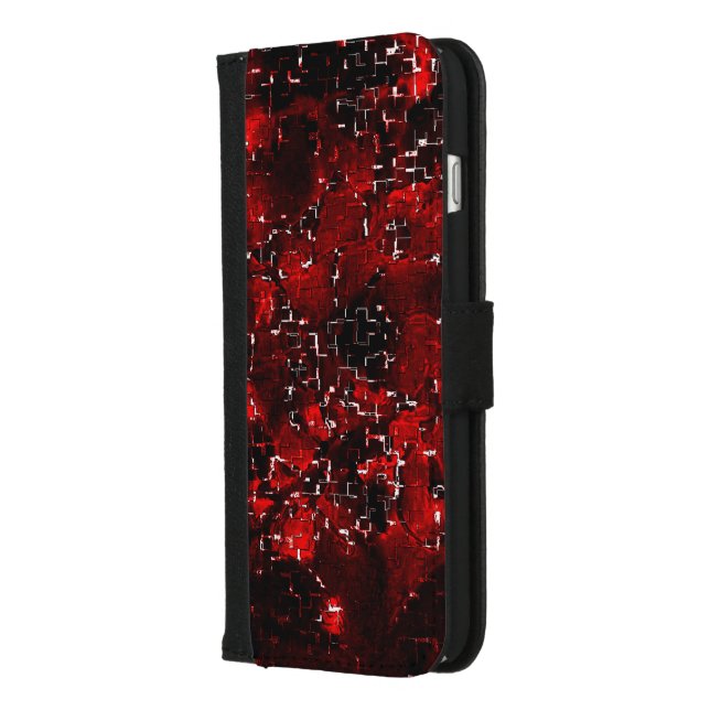 Mixed of showy and rustic red petals under mosaic  iPhone wallet case (Left)