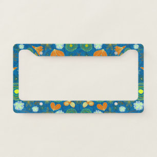 Mixed paisley flowers patterns license plate frame
