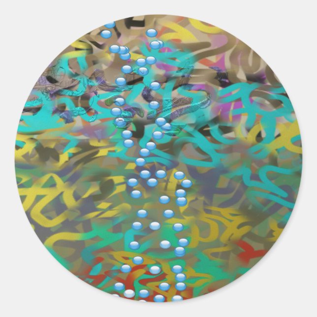 Mixed Pasta Abstract Design Classic Round Sticker (Front)