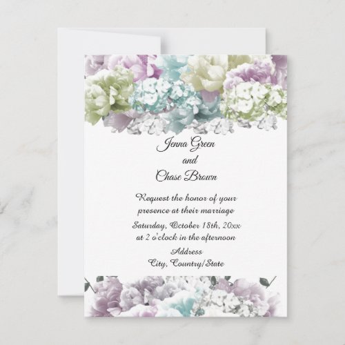 Mixed Pastel Bouquet Wedding Invitation