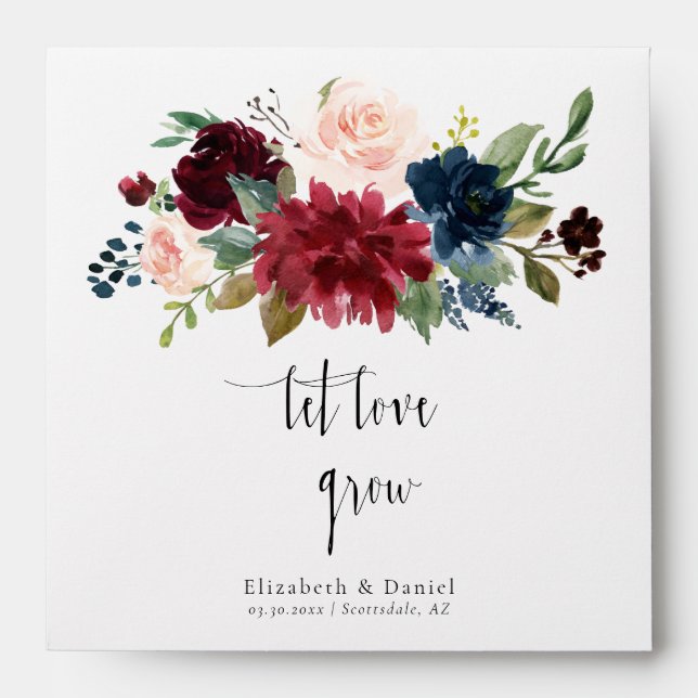 Mixed Peony Floral Boho Wedding Favor Seed Packet  Envelope (Front)