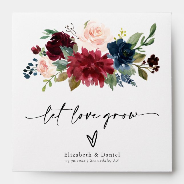 Mixed Peony Floral Boho Wedding Favor Seed Packet  Envelope (Front)