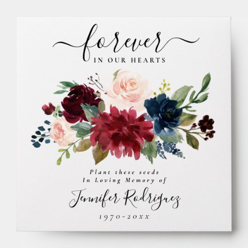 Mixed Peony Floral Seed Packet Enevelope Memorial  Envelope