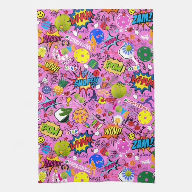 😍 mixed pickleball pink kitchen towel (Vertical)