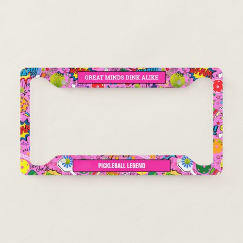  mixed pickleball pink   license plate frame