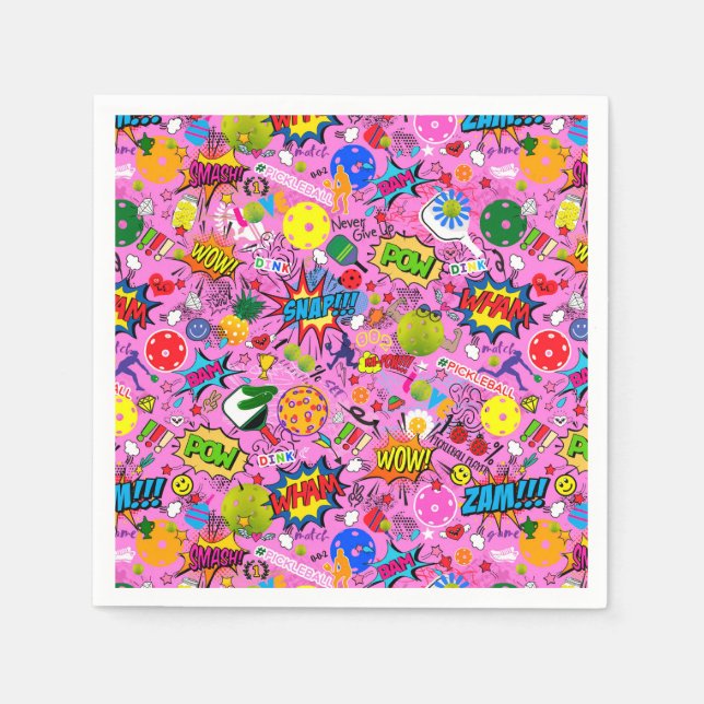 😍 mixed pickleball pink  napkins (Front)