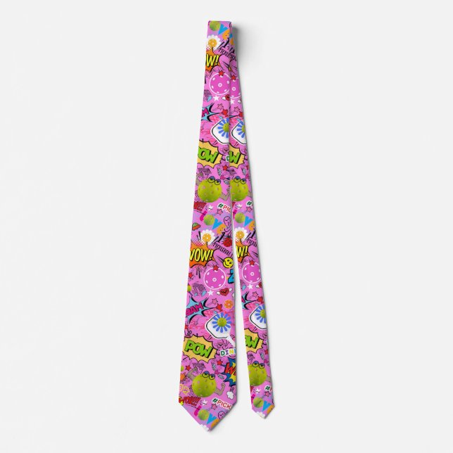 😍 mixed pickleball pink  neck tie (Front)