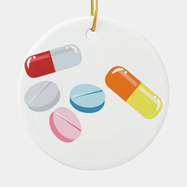 Mixed Pills Ceramic Ornament (Front)