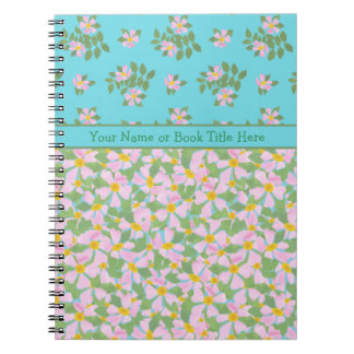 Mixed Pink Dog Rose Floral Spiral Notebook