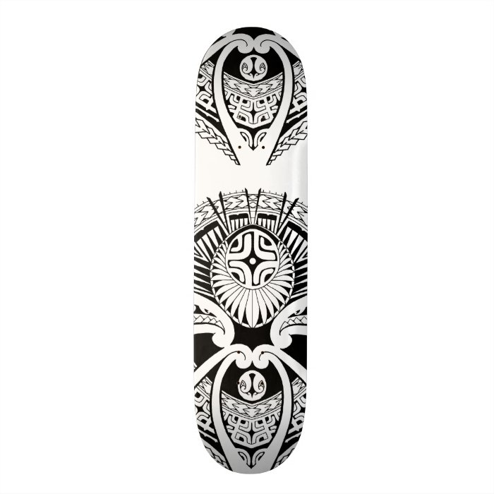Mixed Polynesian and Maori tattoo art Custom Skateboard