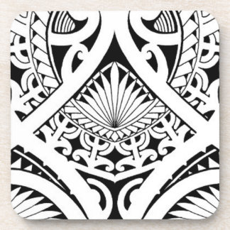 mixed polynesian maori tribal tattoo coconut leaf beverage coaster