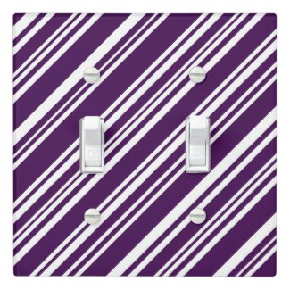 Mixed Purple and White Angled Stripes Light Switch Cover