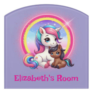 Mixed-Race Magical Unicorn Door Sign