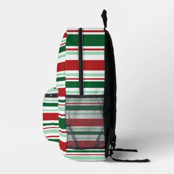 Mixed Red Green White Stripes Printed Backpack | Zazzle