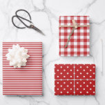 Mixed Red White Patterns Stripes Gingham Polka Dot Wrapping Paper Sheets<br><div class="desc">Wrapping paper sheets in red and white with stripes,  gingham,  and polka dots,  perfect for Christmas,  birthdays,  baby showers,  and more!</div>