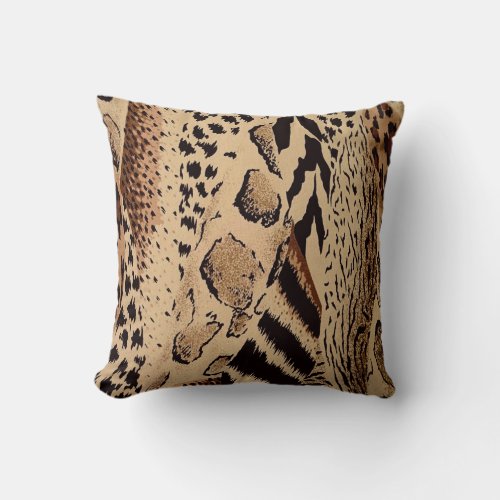 Mixed safari print throw pillow
