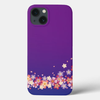 Mixed Sakura Blossoms Kimono Style Blue & Purple iPhone 13 Case
