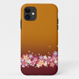Mixed Sakura Blossoms Kimono Style Burgundy & Gold iPhone 11 Case