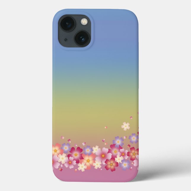 Mixed Sakura Blossoms Kimono Style Rainbow Case-Mate iPhone Case (Back)