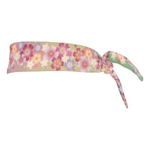 Mixed Sakura Blossoms Kimono Style Rainbow Tie Headband