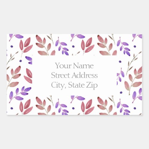 Mixed Sienna Purple Watercolor Leaves labels