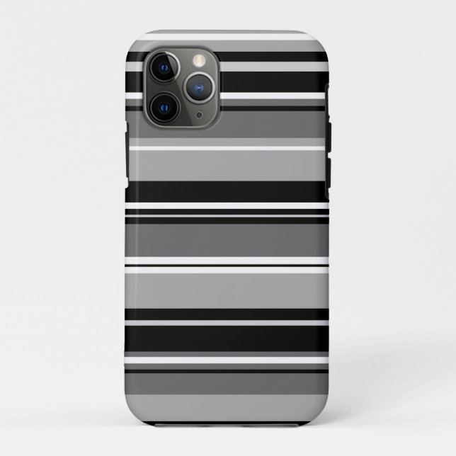 Mixed Striped Pattern Black White Grays Case-Mate iPhone Case (Back)