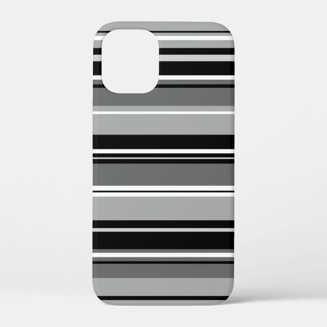 Mixed Striped Pattern Black White Grays Case-Mate iPhone Case (Back)