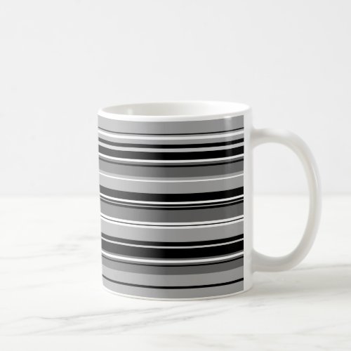 Mixed Striped Pattern Black White Grays Coffee Mug
