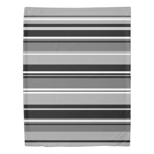 Mixed Striped Pattern Black White Grays Duvet Cover