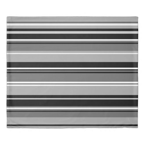 Mixed Striped Pattern Black White Grays Duvet Cover