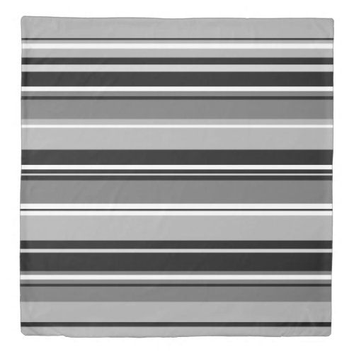 Mixed Striped Pattern Black White Grays Duvet Cover