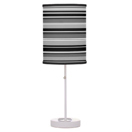 Mixed Striped Pattern Black White Grays Table Lamp