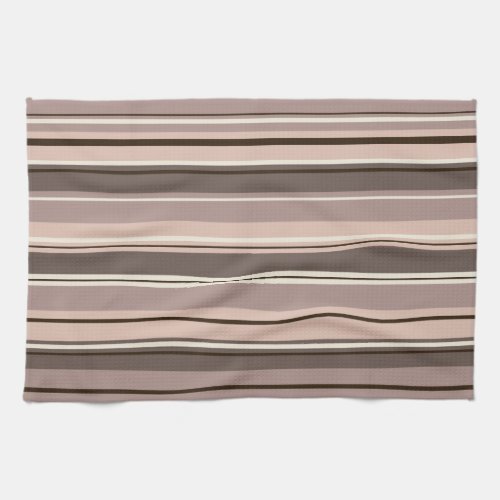 Mixed Striped Pattern Browns Taupe Creams Kitchen Towel