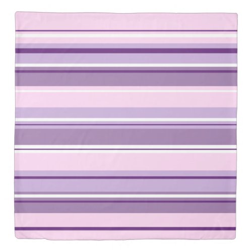 Mixed Striped Pattern Pinks Purples White Duvet Cover