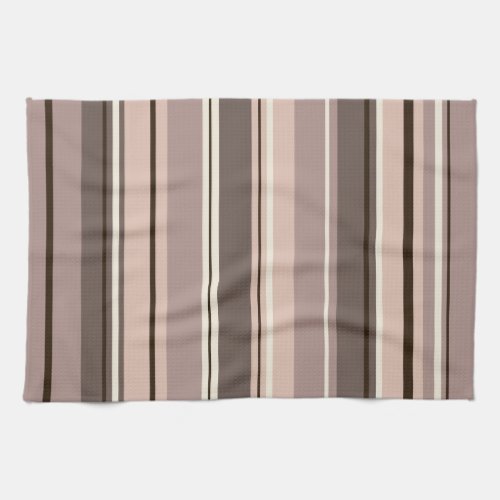 Mixed Striped V Pattern Browns Taupe Creams Kitchen Towel